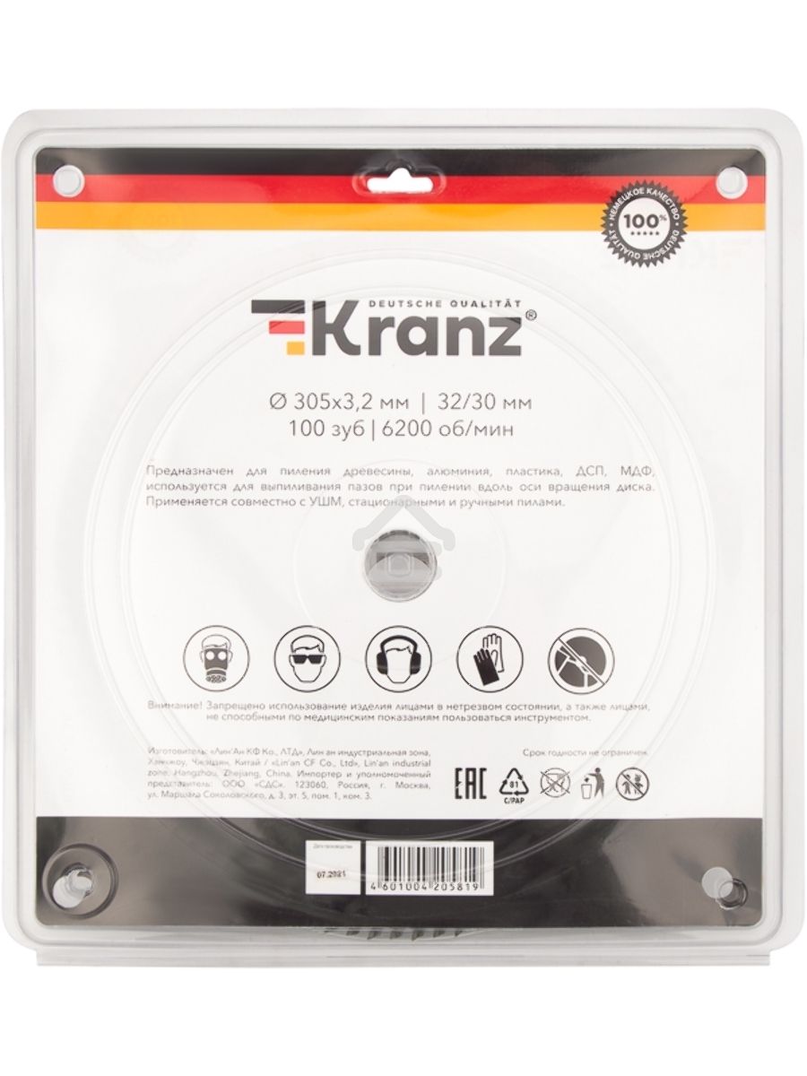 Диск пильный 305 мм х 100 зуб х 32/30 мм Kranz