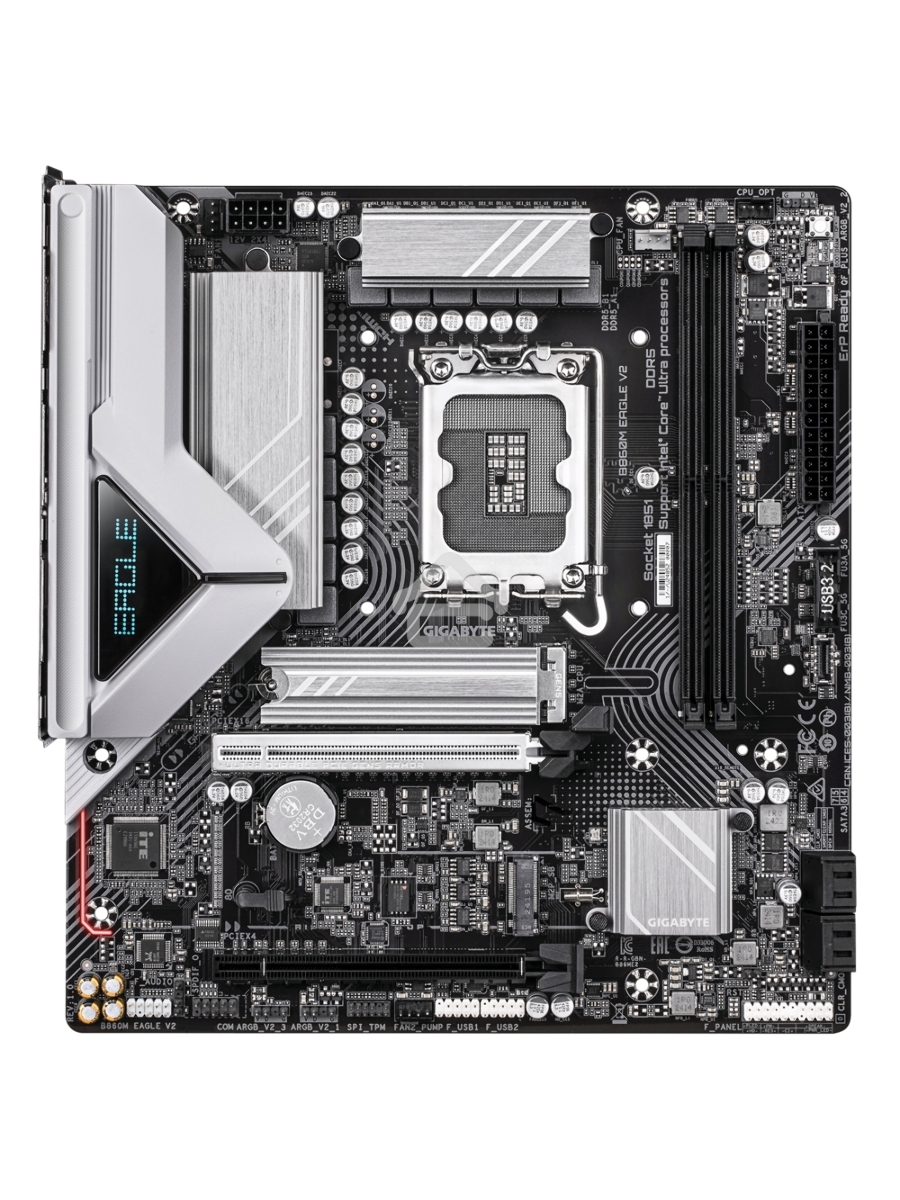 Материнская плата Gigabyte B860M EAGLE V2, LGA1851, Intel B860, 2xDDR5, 4xSATA, 2xM.2, 1xPCIe 5.0 x16, 1xPCIe 4.0 x4, 1xDP, 1xHDMI , 1x2.5Gb LAN, 3xUSB-A 5Gbps, 7xUSB-A 2.0, 1xUSB-C 5Gbps, 3x3.5 мм, 7.1, mATX