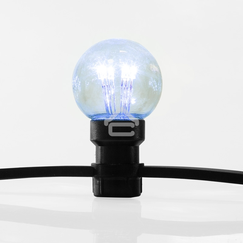 Гирлянда LED Galaxy Bulb String 10м, черный КАУЧУК, 30 ламп*6 LED СИНИЕ, влагостойкая IP65