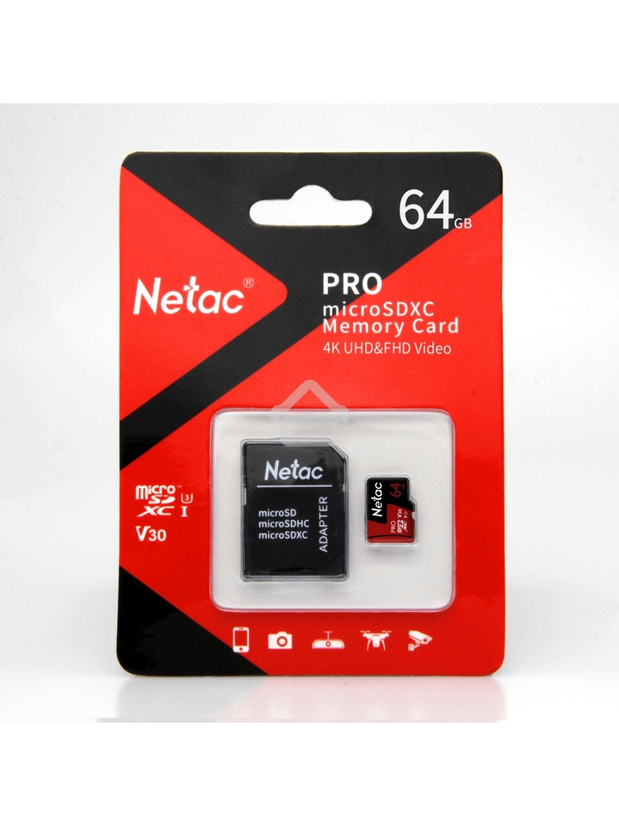 Флеш карта MicroSD card Netac P500 Extreme Pro 64GB, retail version w/SD adapter