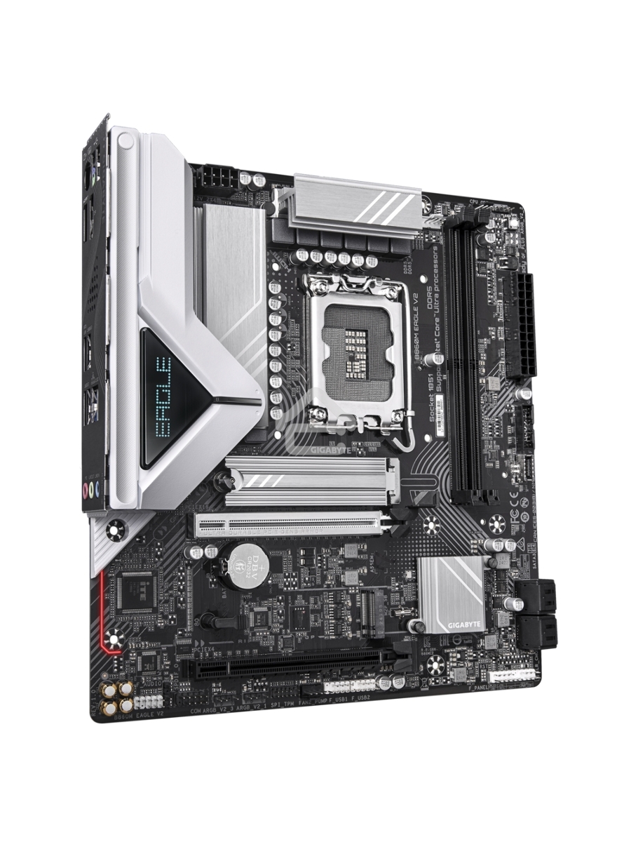 Материнская плата Gigabyte B860M EAGLE V2, LGA1851, Intel B860, 2xDDR5, 4xSATA, 2xM.2, 1xPCIe 5.0 x16, 1xPCIe 4.0 x4, 1xDP, 1xHDMI , 1x2.5Gb LAN, 3xUSB-A 5Gbps, 7xUSB-A 2.0, 1xUSB-C 5Gbps, 3x3.5 мм, 7.1, mATX