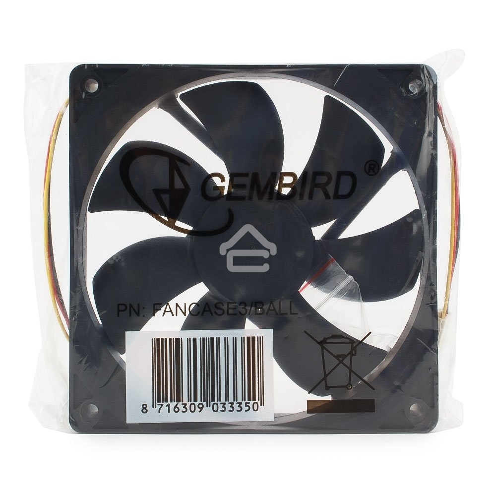 Вентилятор для корпуса Gembird FANCASE3/BALL черный, 120 мм, 2000 об/мин, 38 дБ, 3 pin