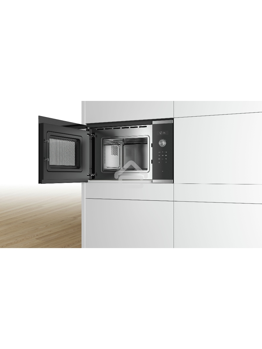 Микроволновая печь встраиваемая Bosch BFL524MS0 нержавеющая сталь, 20 л, 800 Вт, переключатели - поворотный механизм/сенсор