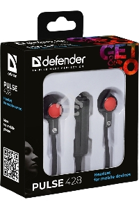 Наушники Defender Pulse 428 черный  вставки
