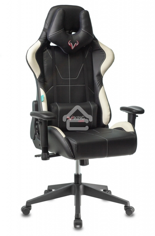 Кресло игровое Бюрократ VIKING 5 AERO WHITE черный/белый искусственная кожа