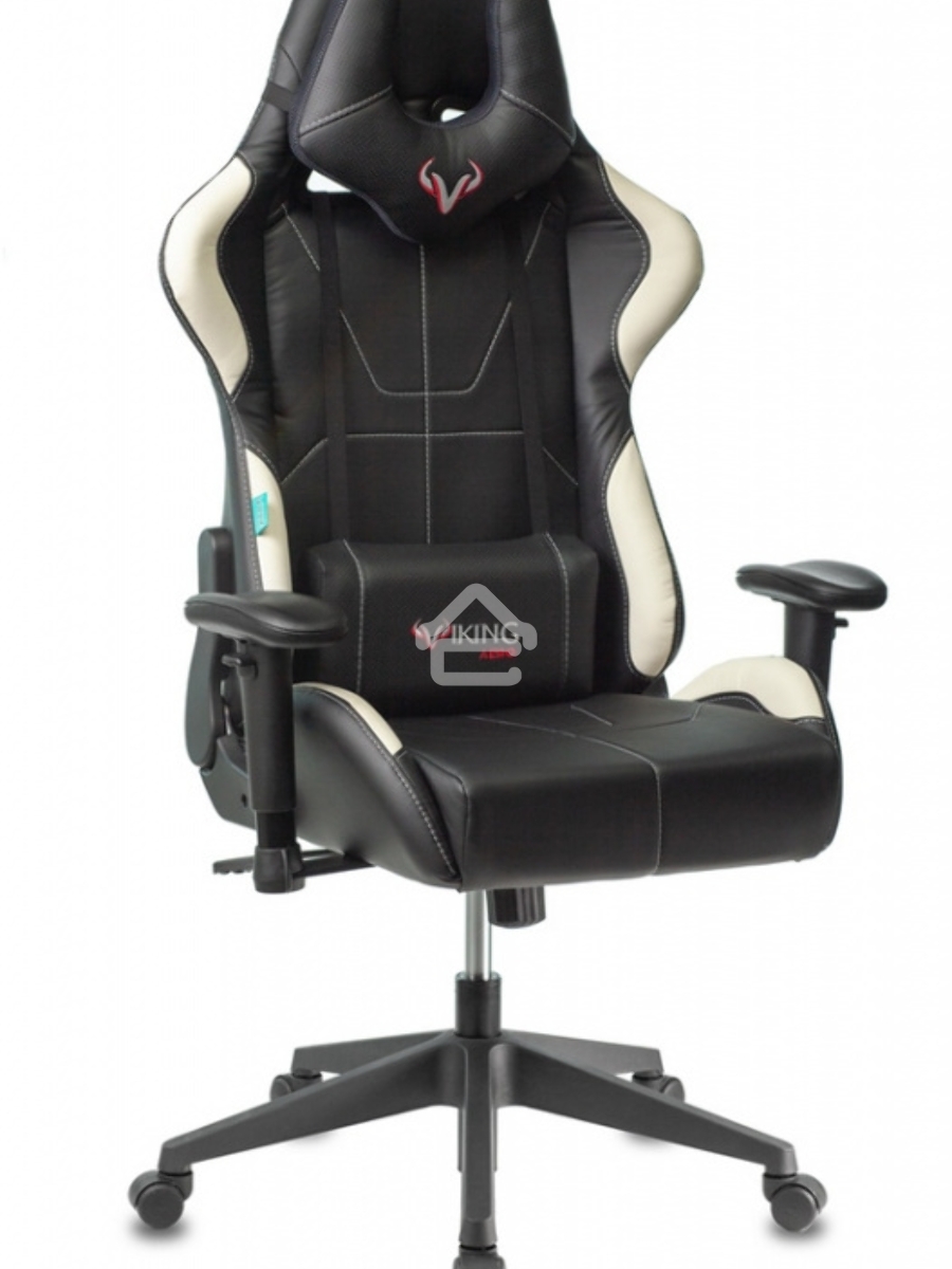 Кресло игровое Бюрократ VIKING 5 AERO WHITE черный/белый искусственная кожа