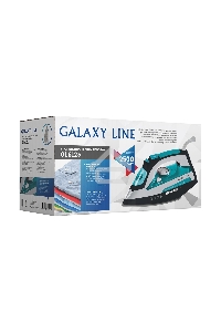 Утюг Galaxy Line GL 6123, голубой с белым, паровой, 2500 Вт, постоянный пар 50 г/мин, паровой удар 230 г/мин, функции: самоочистка, антикапля, антинакипь, функция увлажнения, вертикальное отпаривание, защита от перегрева, индикатор нагрева, керамическое п