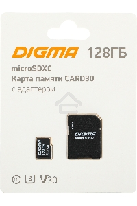Флеш карта microSDXC 128Gb Class10 Digma CARD30 + adapter