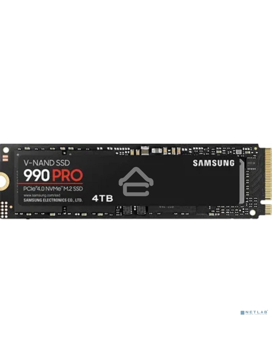 Накопитель SSD Samsung 990 PRO, 4TB, PCIe 4.0 x4, M.2 2280, NVMe, R/W 7450/6900