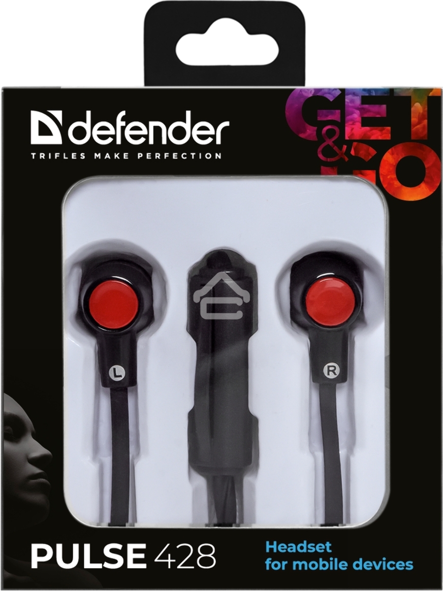 Наушники Defender Pulse 428 черный вставки