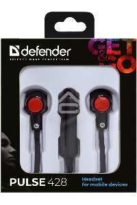 Наушники Defender Pulse 428 черный  вставки