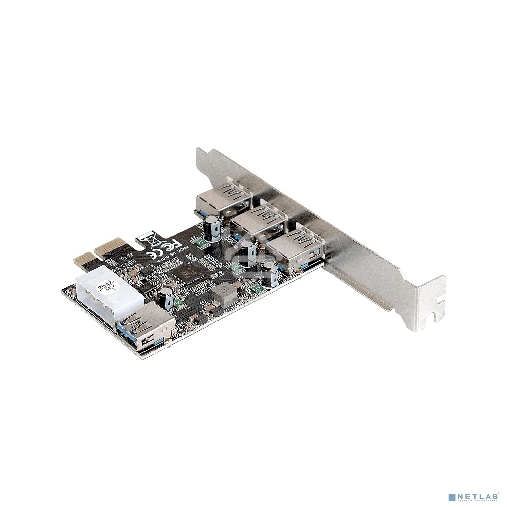 Контроллер ExeGate EXE-367 PCI-E 2.0, 3*USB3.0 ext + 1*USB3.0 int, разъем доп.питания (OEM)
