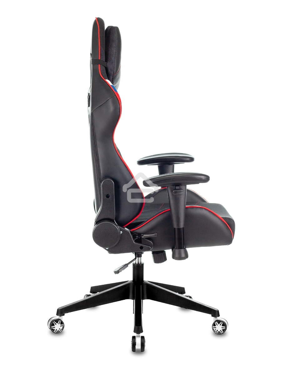 Кресло игровое Бюрократ VIKING 4 AERO RUS белый/синий/красный/черный, искусст. кожа/ткань, две подушки