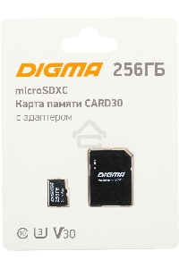 Флеш карта microSDXC 256Gb Class10 Digma CARD30 + adapter