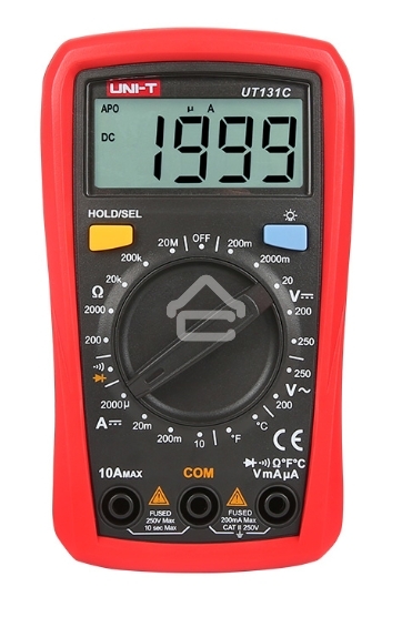 Цифровой мультиметр UNI-T UT131C Напряжение переменного/постоянного тока (250 В); постоянный ток (10А); Сопротивление (200 МОм); Температура (1000 ℃); Ручной диапазон