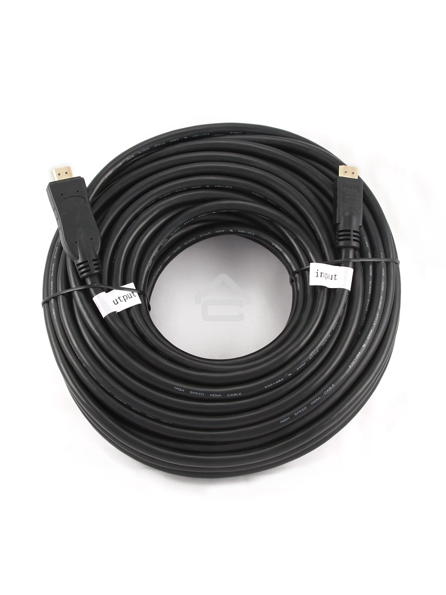 Кабель Cablexpert HDMI CC-HDMI4-30M, 19M/19M, v1.4, медь, позол.разъемы, экран, усилитель сигнала, 30м, черный, пакет