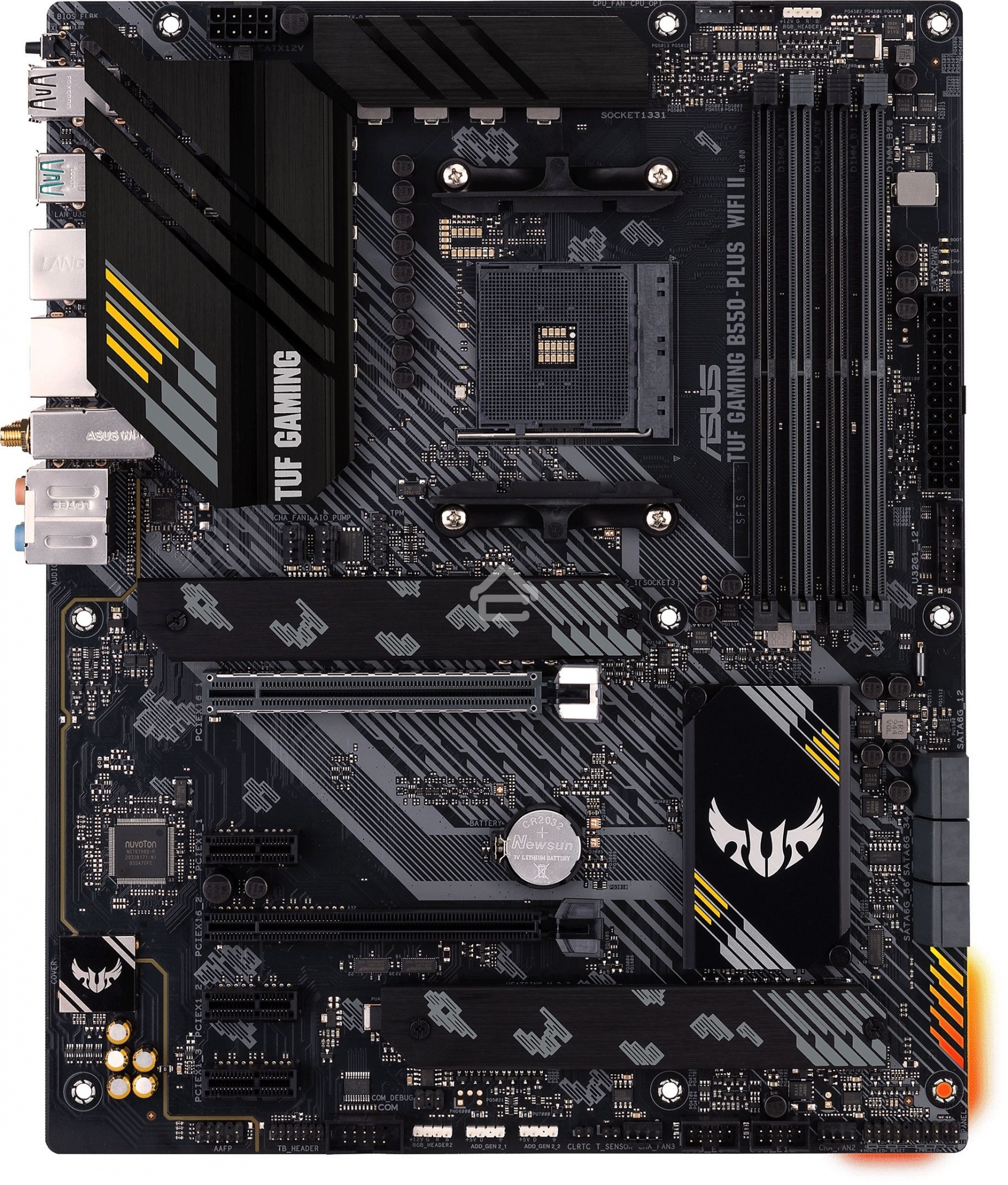 Материнская плата ASUS TUF GAMING B550-PLUS WIFI II, AM4, AMD B550, 4xDDR4, 6xSATA, 2xM.2, 1xPCI-E 3.0 x16, 1xPCI-E 4.0 x16, 3xPCI-E x1, 1xDP, 1xHDMI, 1x 2.5Gb LAN, 2xUSB-A 3.2 Gen 1, 1xUSB-A 3.2 Gen 2, 1xUSB-C 3.2 Gen 2, 3x3.5 мм, 7.1, ATX