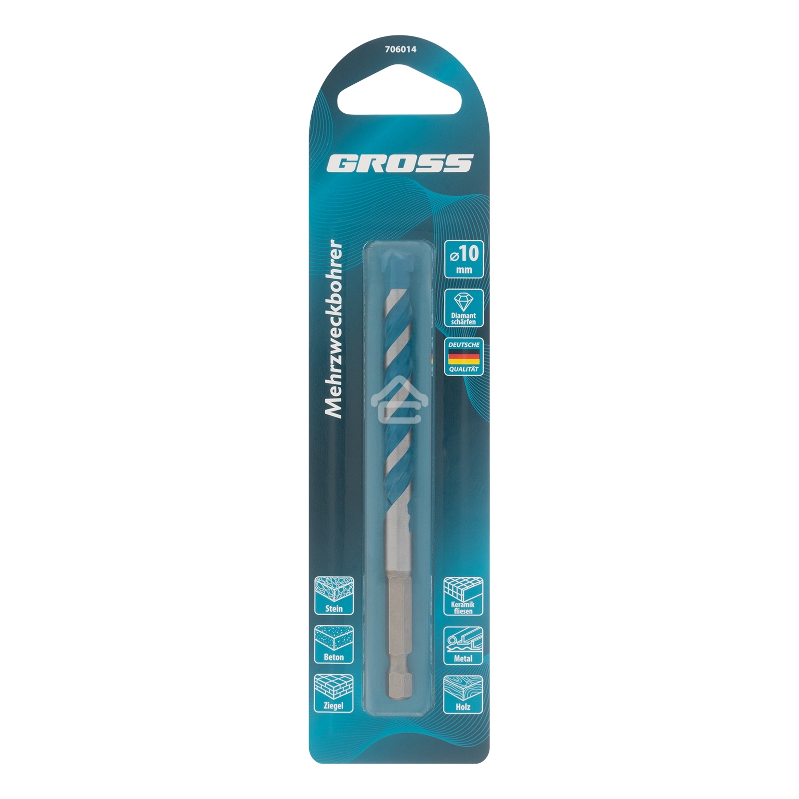 Сверло универсальное Gross Multipurpose PRO, 6-гр. хвостовик, 10 мм