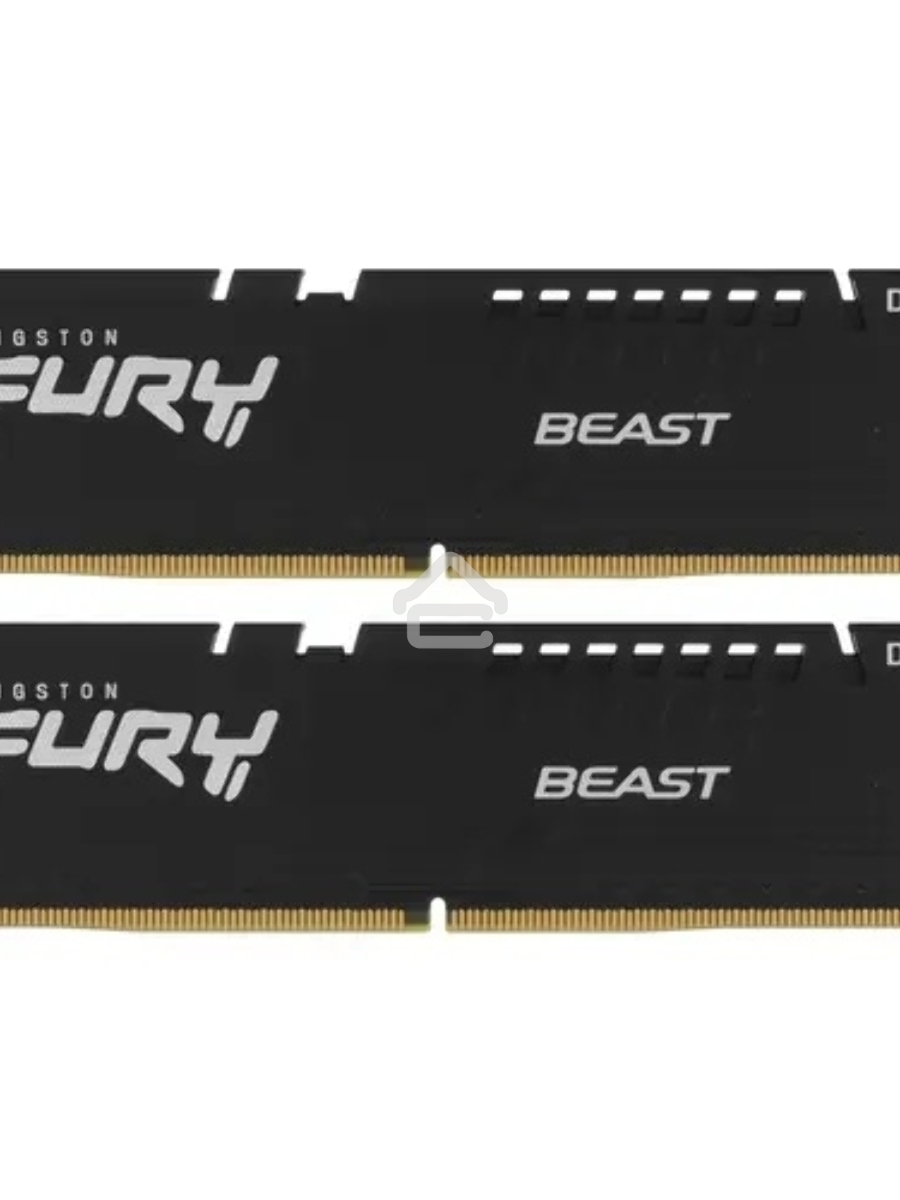Оперативная память Kingston Fury Beast, DDR5, 32GB (2x16GB), 5200MHz, CL36, DIMM, радиатор, чёрный