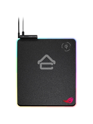 ASUS ROG Balteus Qi Игровой коврик для мыши (черный, беспроводная зарядка, RGB подсветка, USB 2.0, 370 x 320 x 7.9 mm, каучук, нетканый материал, 90MP0120-B0UA00)