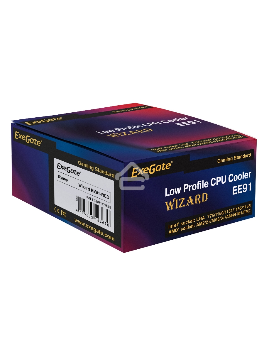 Кулер для процессора ExeGate Wizard EE91-RED серебристый, 90 мм, алюминий, 2200 об/мин, 22 дБ, 3 pin, 75 Вт, 50 мм