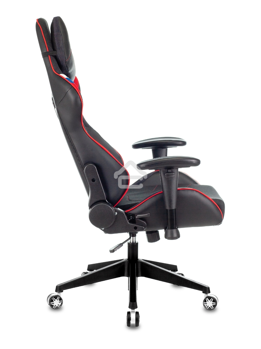 Кресло игровое Бюрократ VIKING 4 AERO RUS белый/синий/красный/черный, искусст. кожа/ткань, две подушки