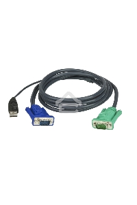 Шнур, мон+клав+мышь USB ATEN, SPHD15=>HD DB15+USB A-Тип, Male-2xMale, 8+4 проводов, опрессованный, 3 метр., черный, (2L-5203U)