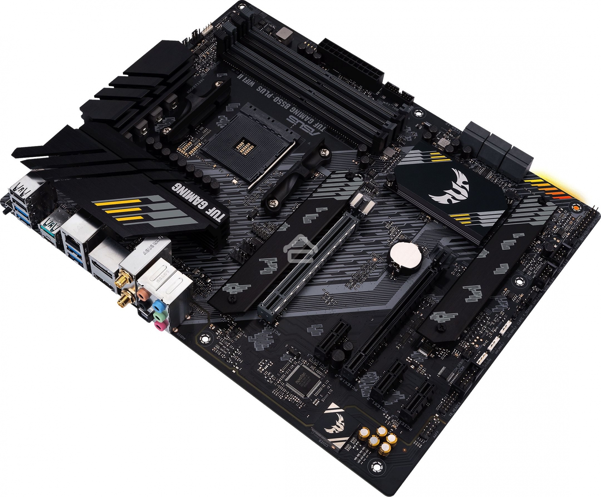 Материнская плата ASUS TUF GAMING B550-PLUS WIFI II, AM4, AMD B550, 4xDDR4, 6xSATA, 2xM.2, 1xPCI-E 3.0 x16, 1xPCI-E 4.0 x16, 3xPCI-E x1, 1xDP, 1xHDMI, 1x 2.5Gb LAN, 2xUSB-A 3.2 Gen 1, 1xUSB-A 3.2 Gen 2, 1xUSB-C 3.2 Gen 2, 3x3.5 мм, 7.1, ATX