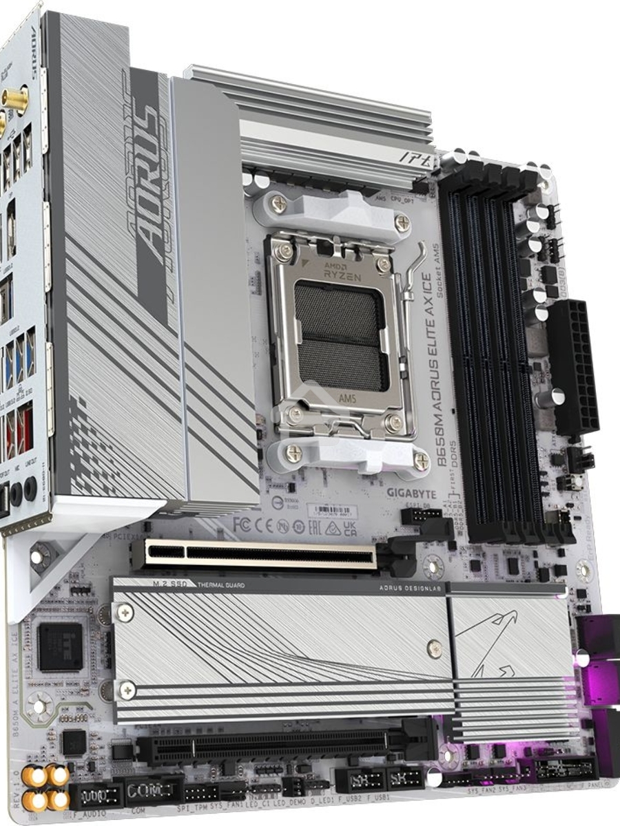 Материнская плата Gigabyte B650M AORUS ELITE AX ICE SocketAM5 AMD B650 4xDDR5 mATX AC`97 8ch(7.1) 2.5Gg RAID+HDMI+DP