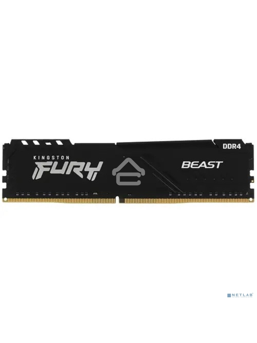 Оперативная память Kingston Fury Beast, DDR4, 16GB (1x16GB), 3200MHz, CL16, DIMM, с радиатором, чёрный