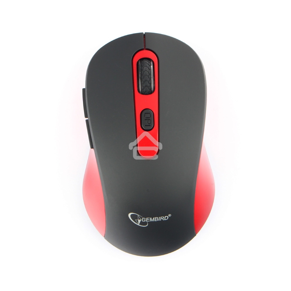 Мышь беспроводная Gembird MUSW-221-R черный/красный, 1600 dpi, радиоканал, USB, кнопки - 6
