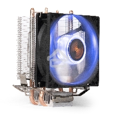 Кулер для процессора ExeGate Wizard EXX200-PWM.BLUE серебристый, 90 мм, алюминий/медь, 2400 об/мин, 24 дБ, 4 pin, 95 Вт, 130 мм