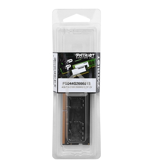 Оперативная память Patriot Signature, DDR4, 4GB (1x4 GB), 2666 MHz, CL19, SO-DIMM