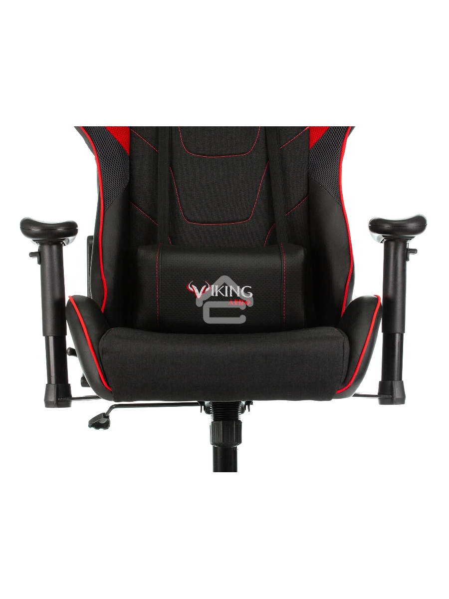 Кресло игровое Бюрократ VIKING 4 AERO RUS белый/синий/красный/черный, искусст. кожа/ткань, две подушки