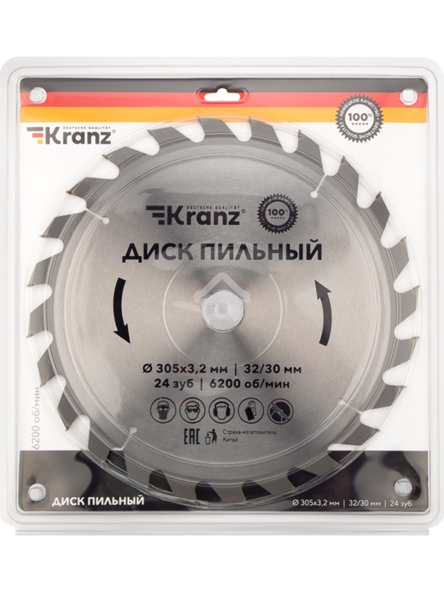 Диск пильный 305 мм х 24 зуб х 32/30 мм Kranz