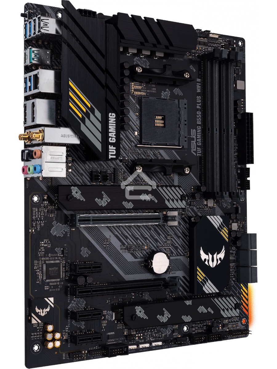 Материнская плата ASUS TUF GAMING B550-PLUS WIFI II, AM4, AMD B550, 4xDDR4, 6xSATA, 2xM.2, 1xPCI-E 3.0 x16, 1xPCI-E 4.0 x16, 3xPCI-E x1, 1xDP, 1xHDMI, 1x 2.5Gb LAN, 2xUSB-A 3.2 Gen 1, 1xUSB-A 3.2 Gen 2, 1xUSB-C 3.2 Gen 2, 3x3.5 мм, 7.1, ATX