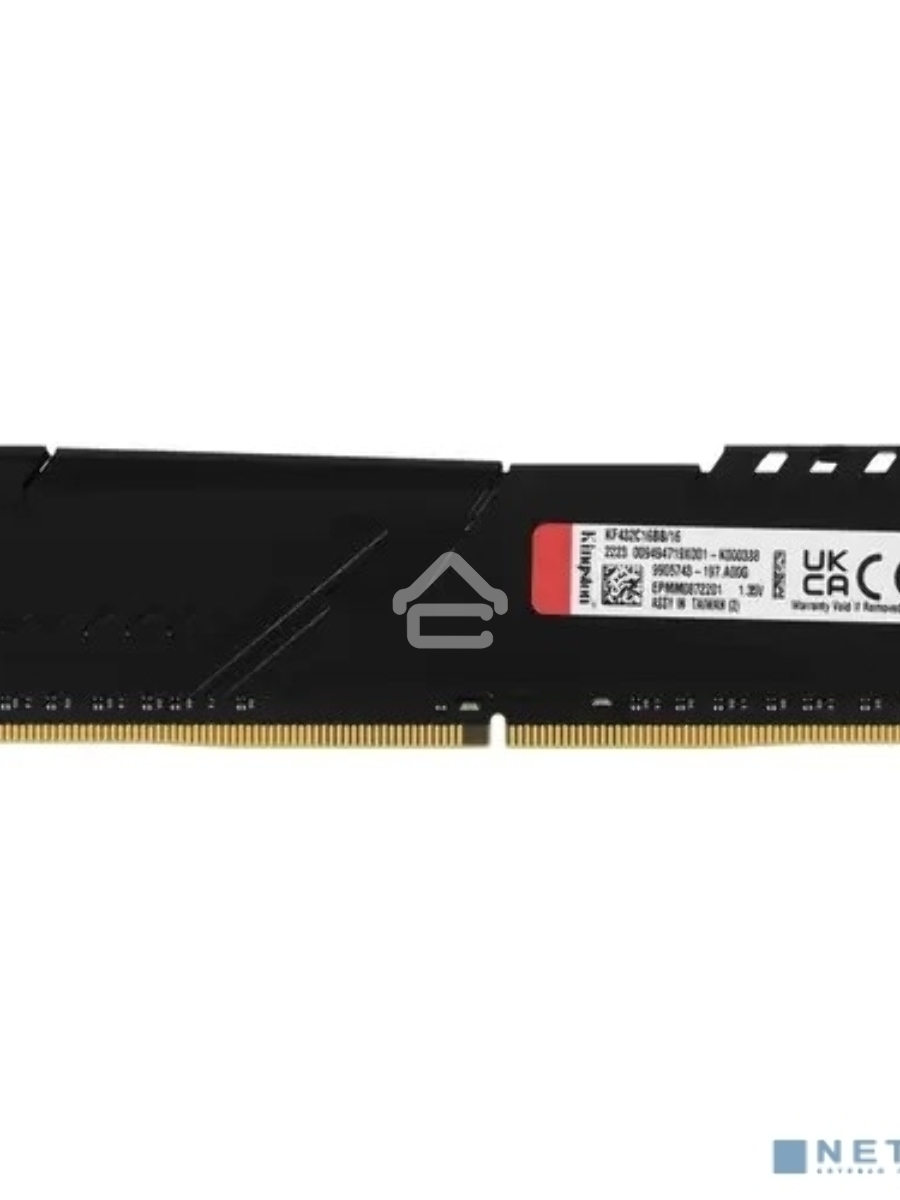 Оперативная память Kingston Fury Beast, DDR4, 16GB (1x16GB), 3200MHz, CL16, DIMM, с радиатором, чёрный