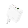 Блок питания (сетевой адаптер) HOCO C115A 2 Type-C/USB-А, белый