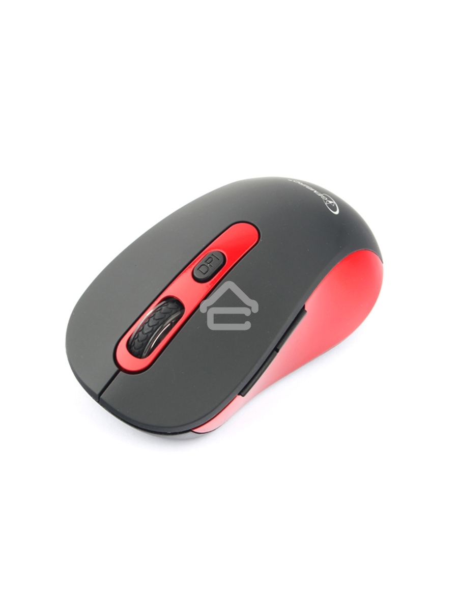 Мышь беспроводная Gembird MUSW-221-R черный/красный, 1600 dpi, радиоканал, USB, кнопки - 6