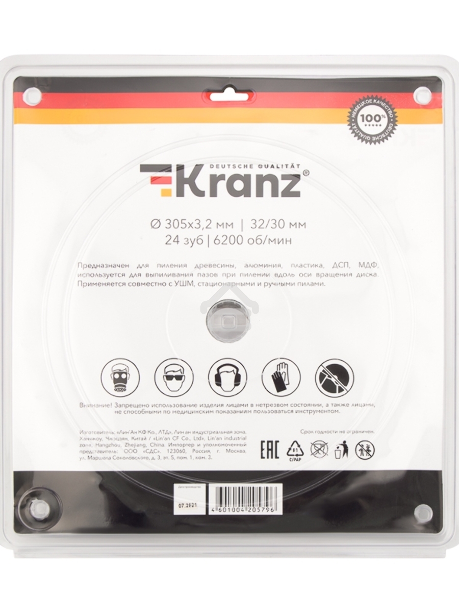Диск пильный 305 мм х 24 зуб х 32/30 мм Kranz