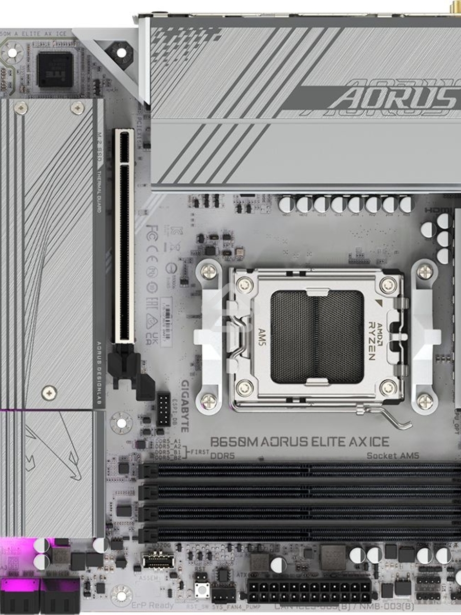 Материнская плата Gigabyte B650M AORUS ELITE AX ICE SocketAM5 AMD B650 4xDDR5 mATX AC`97 8ch(7.1) 2.5Gg RAID+HDMI+DP
