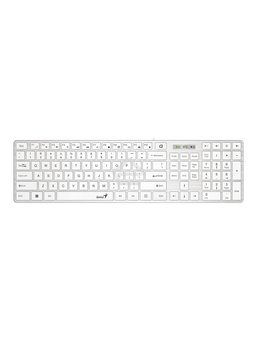Клавиатура Genius SlimStar 126 wired keyboard white color (12 Multimedia Function Keys and 4 dedicated Hotkeys for Quick Commands, Ultra-Slim Keycaps)