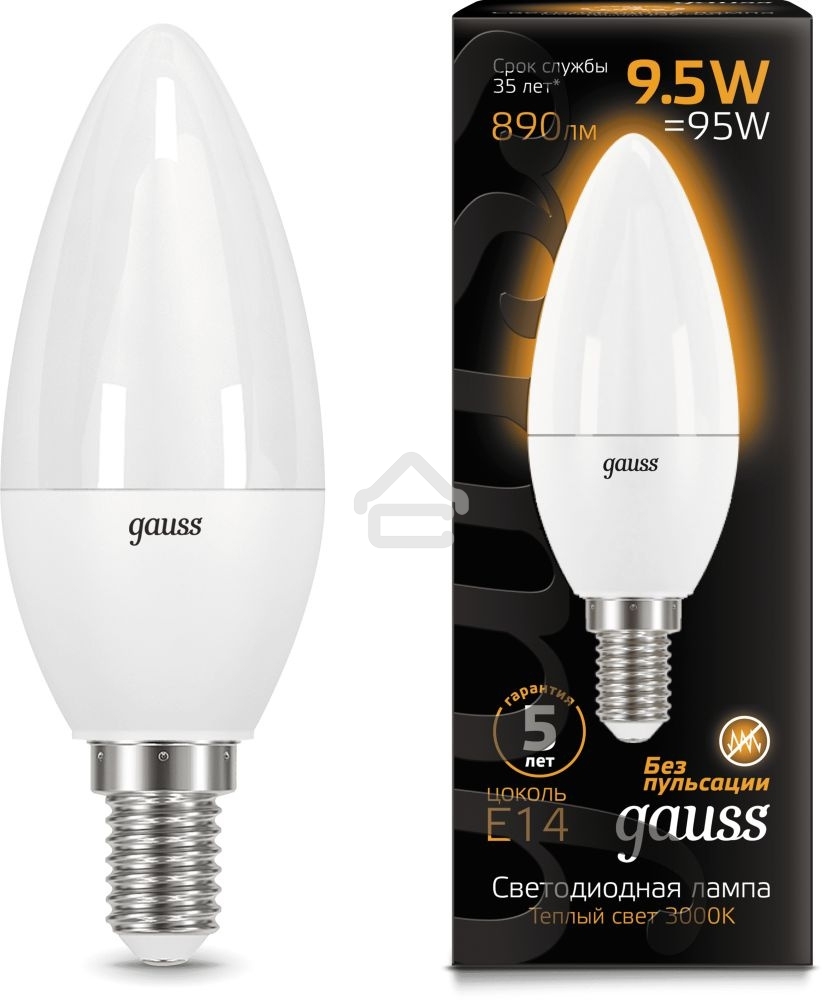 Лампа светодиодная LED Gauss Candle E14 9.5Вт 3000К