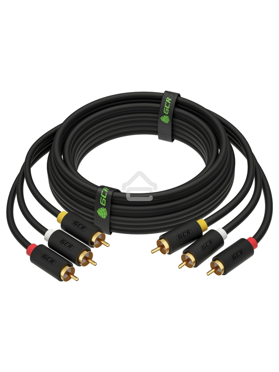 Кабель GCR 3.0m видео-аудио 3 х RCA / 3 х RCA, черный