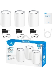 Бесшовный Mesh роутер Cudy M3000 (M3000(3-PACK) WHITE) AX3000 100/1000/2500BASE-T белый (упак.:3шт)