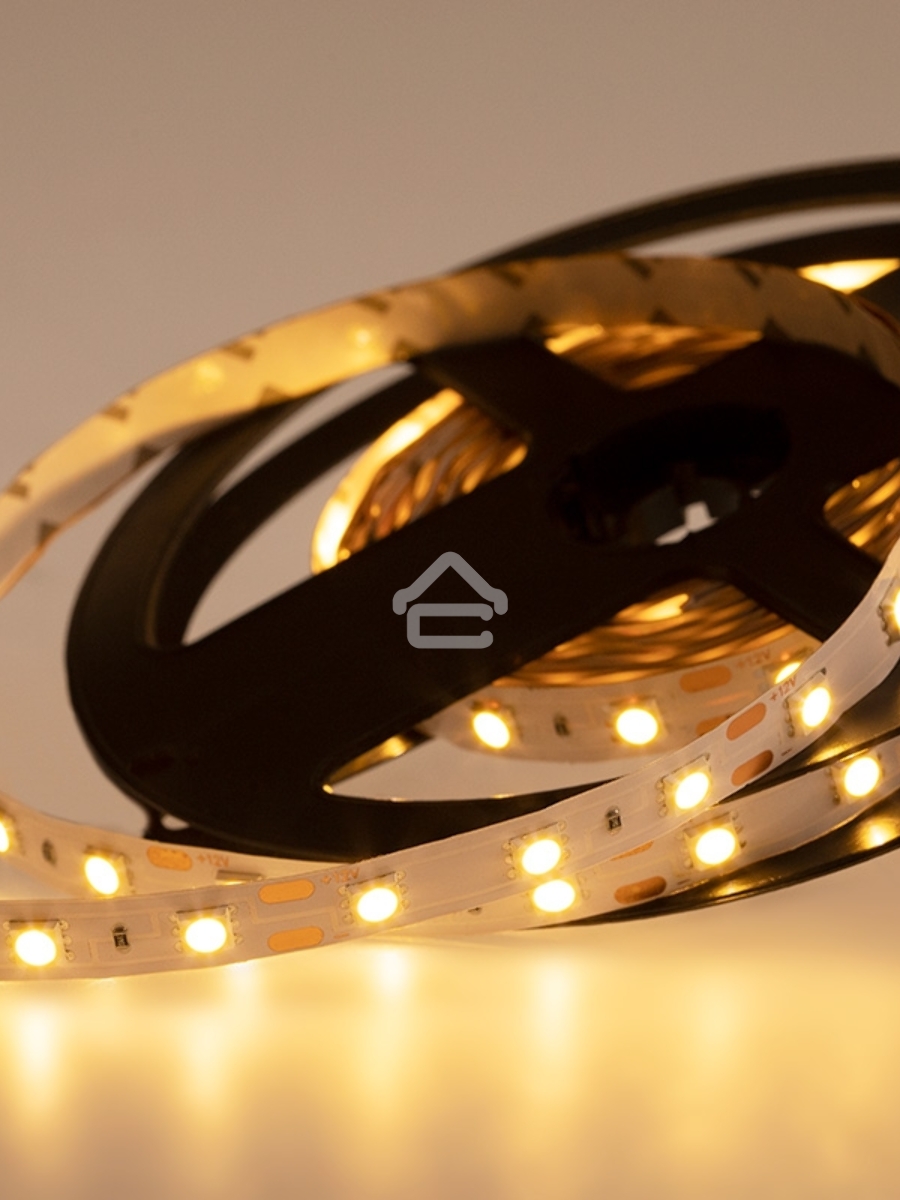 Лента LED открытая, 10 мм, IP23, SMD 5050, 60 LED/m, 12 V, цвет свечения теплый белый