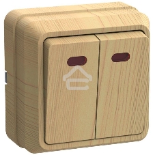 Выключатель 2-кл. ОП ОКТАВА 10А IP20 с индик. сосна ИЭК EVO21-K03-10-DC