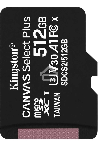 Флеш карта microSDHC 512GB microSDXC Class10 Kingston <SDCS2/512GBSP> UHS-I Canvas Select up to 100MB/s без адапт