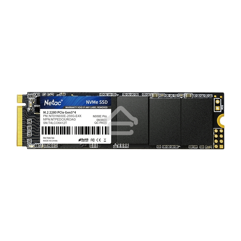 Накопитель SSD Netac N930E Pro, 256Gb, PCIe 3.1 x4, M.2 2280, NVMe, R/W 2040/1270