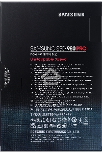 Накопитель SSD Samsung 980 PRO, 1TB, PCIe 4.0 x4, M.2 2280, NVMe, R/W 7000/5000, с радиатором
